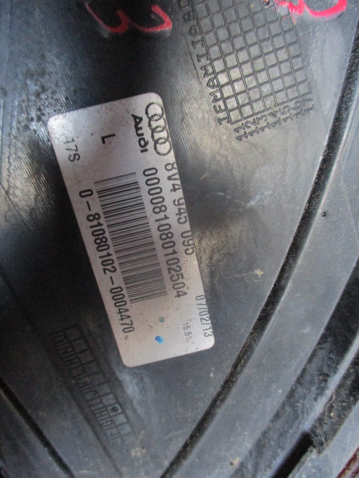 AUDI A3 8V 2013 NSR PASSENGER SIDE REAR TAIL LIGHT 8V4945095