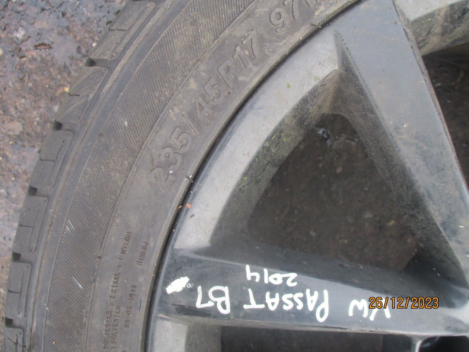 VW VOLKSWAGEN PASSAT B7 2014 17 INCH ALLOY WHEEL WITH TYRE 225/45R17 3AA601025AD