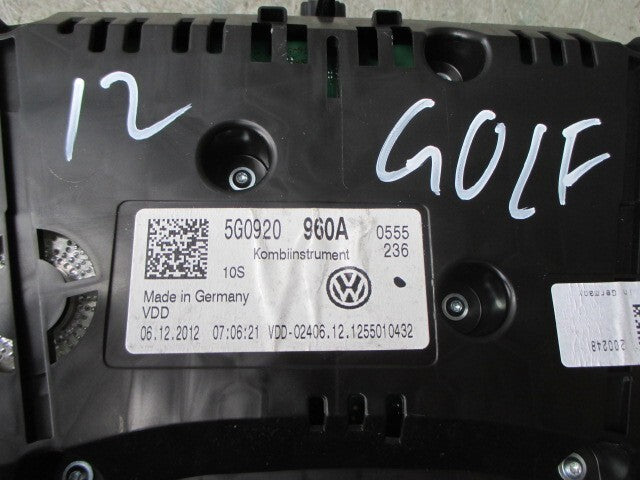 2012 VW GOLF MK7 SPEEDOMETER INSTRUMENT CLUSTER 5G0920960A