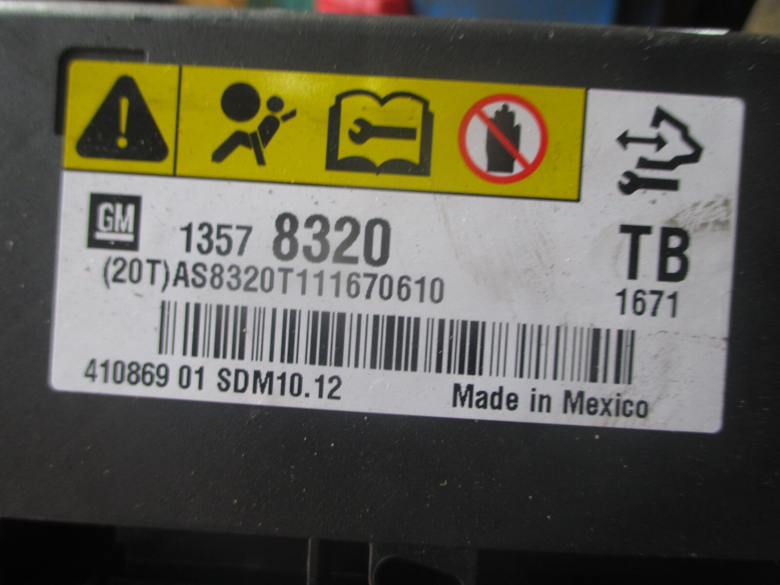 VAUXHALL INSIGNIA 2011 AIR BAG CONTROL ECU MODULE 13578320