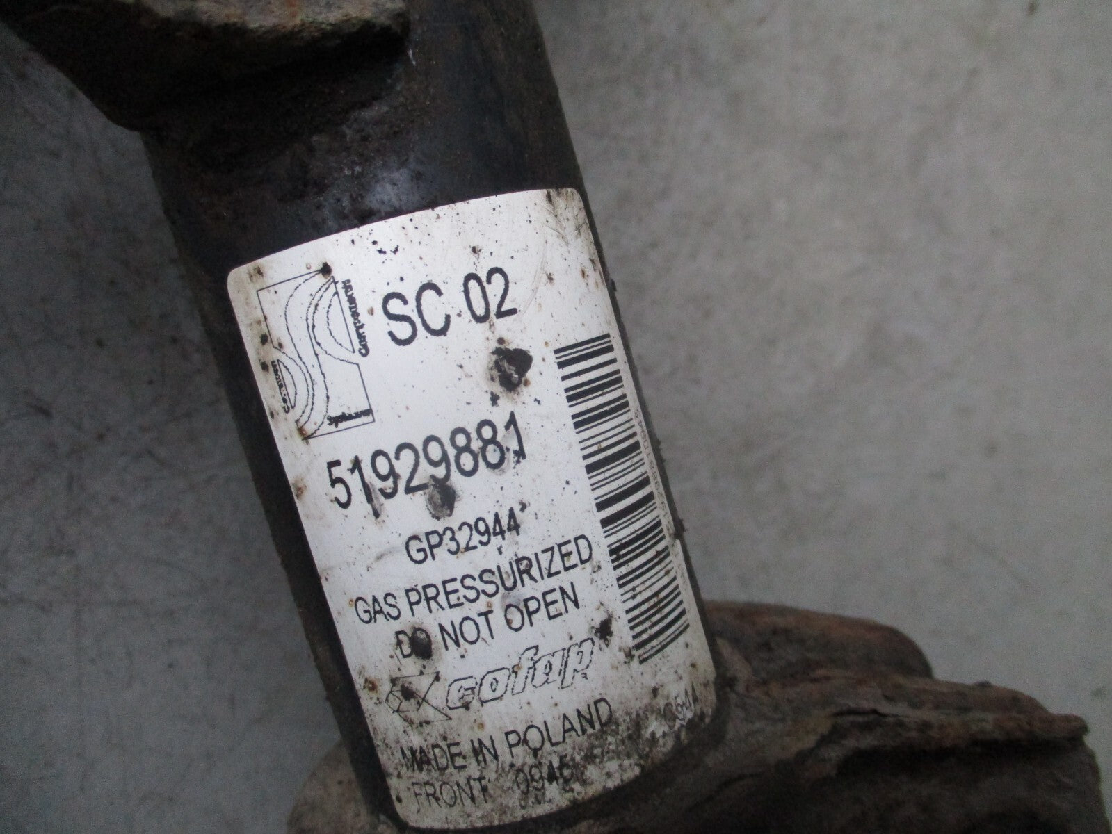 2014 PEUGEOT BIPPER 1.3 DIESEL OS DRIVER SIDE FRONT SHOCK ABSORBER 51929881