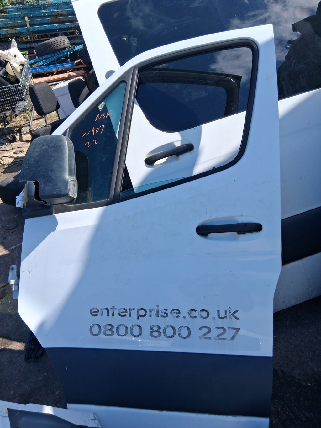 2022 MERCEDES BENZ SPRINTER W907 NSF PASSENGER SIDE FRONT LEFT BARE DOOR WHITE