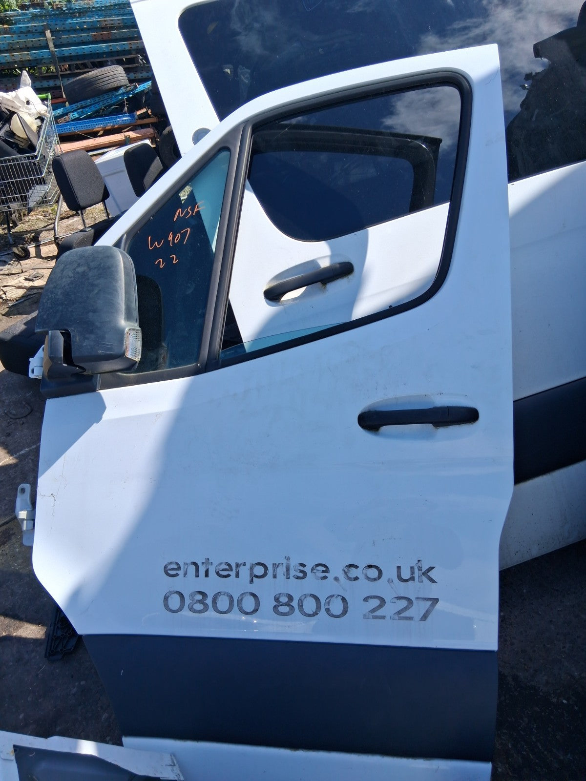 2022 MERCEDES BENZ SPRINTER W907 NSF PASSENGER SIDE FRONT LEFT BARE DOOR WHITE