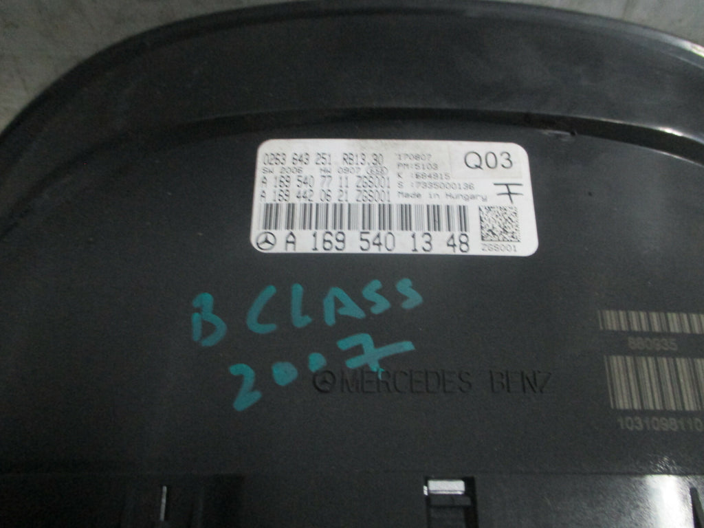 MERCEDES B CLASS W245 2007 MANUAL SPEEDOMETER INSTRUMENT CLUSTER A1695401348
