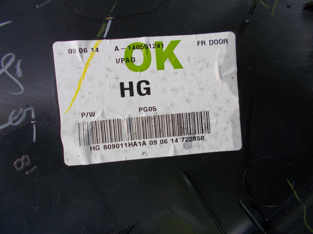 2013 NISSAN MICRA ACENTA PASSENGER SIDE FRONT DOOR CARD