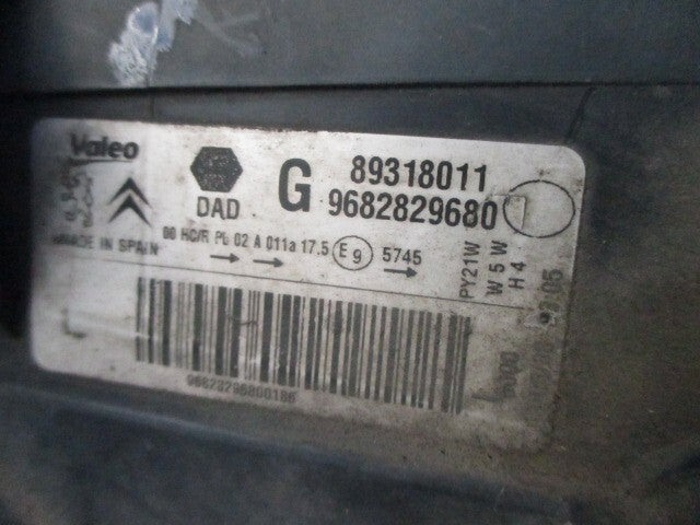 2009 PEUGEOT PARTNER MK2 NSF PASSENGER SIDE HEADLIGHT 9682829680