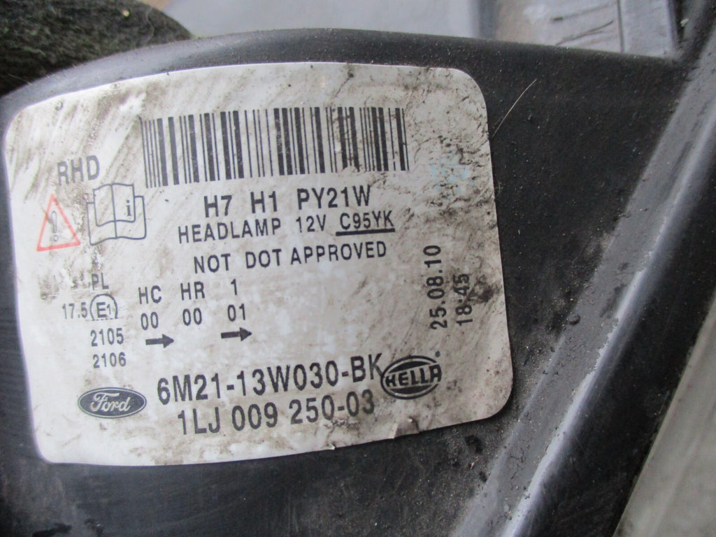 FORD S-MAX 2010 NSF PASSENGER SIDE LEFT FRONT HEADLIGHT 6M2113W030BK