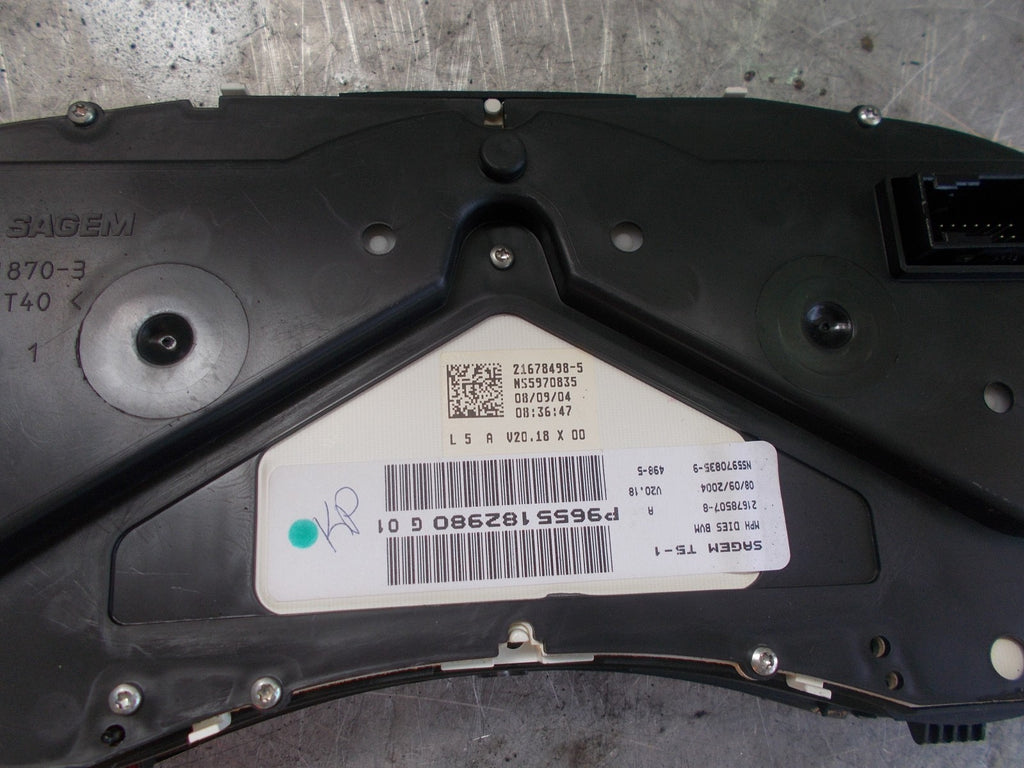 PEUGEOT 307 SPEEDOMETER CLOCKS INSTRUMENT CLUSTER P9655182980
