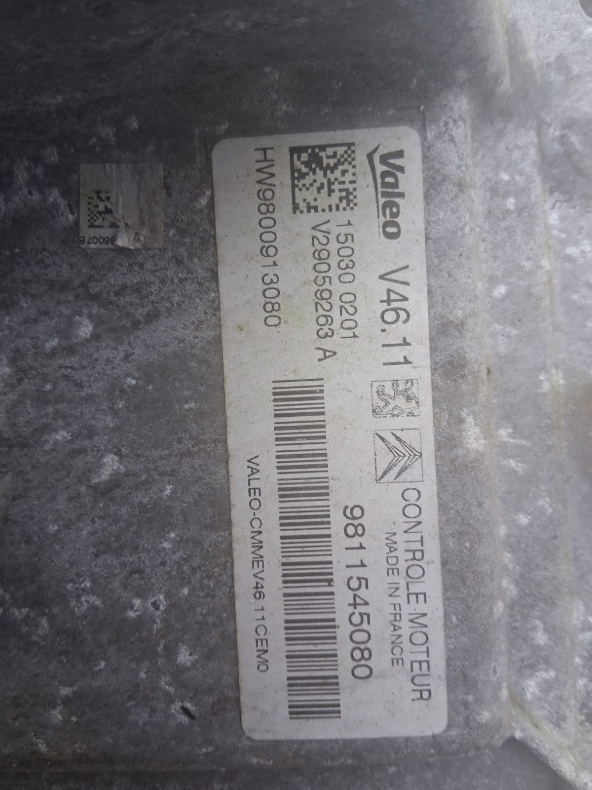 PEUGEOT 208 2014 ENGINE CONTROL UNIT ECU MODULE 9811545080