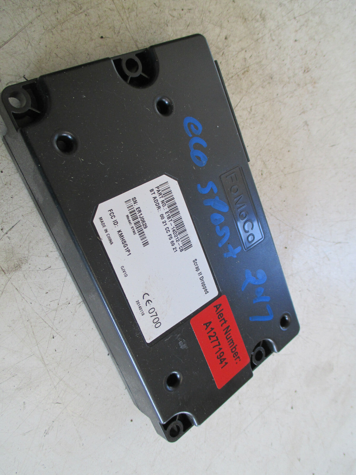 FORD ECOSPORT 2017 BLUETOOTH INTERFACE CONTROL MODULE ECU E1BT14D212CB
