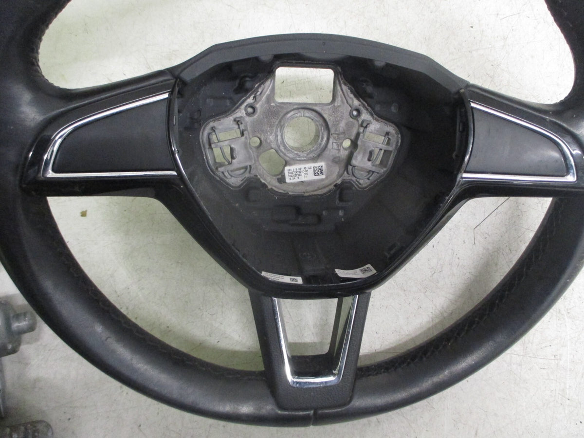 SKODA OCTAVIA MK3 2018 3 SPOKE LEATHER STEERING WHEEL 5E0419091AD
