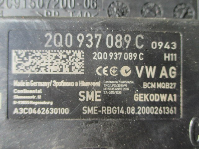 2014 VOLKSWAGEN POLO MK5 1.0 PETROL BCM BODY CONTROL MODULE UNIT 2Q0937089C