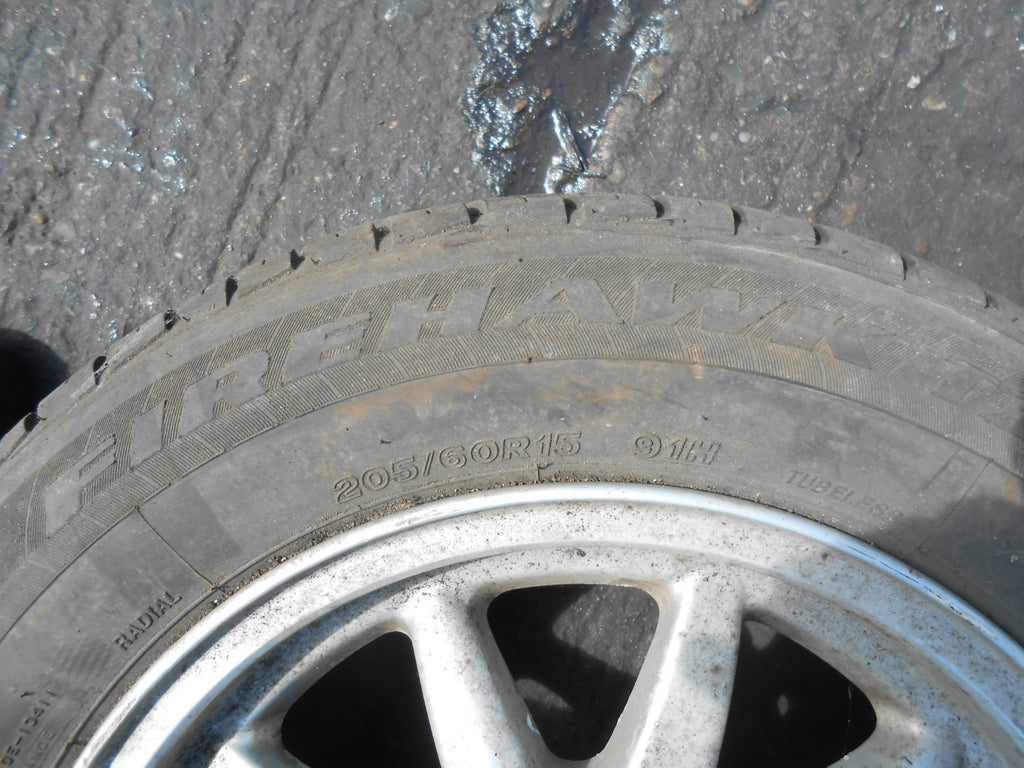 BMW 5 SERIES E34 1992 ALUMINIUM ALLOY WHEEL & TYRE 5 STUD 205/60 R15 FIREHAWK