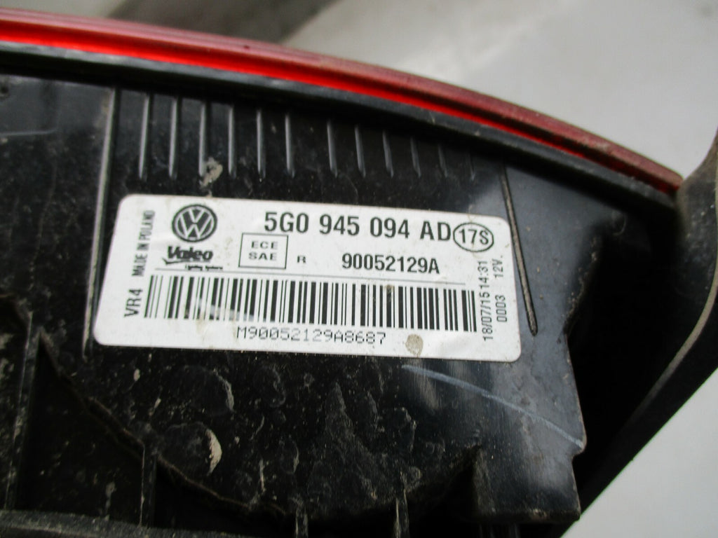 VW VOLKSWAGEN GOLF MK7 5G OSR DRIVER  SIDE INNER REAR LIGHT 5G0945094AD