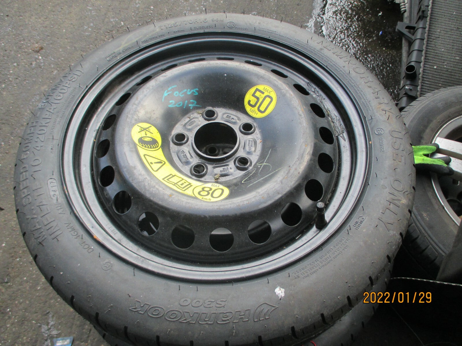 FORD FOCUS 2017 16 INCH SPACESAVER WHEEL WITH TYRE T125/70R16