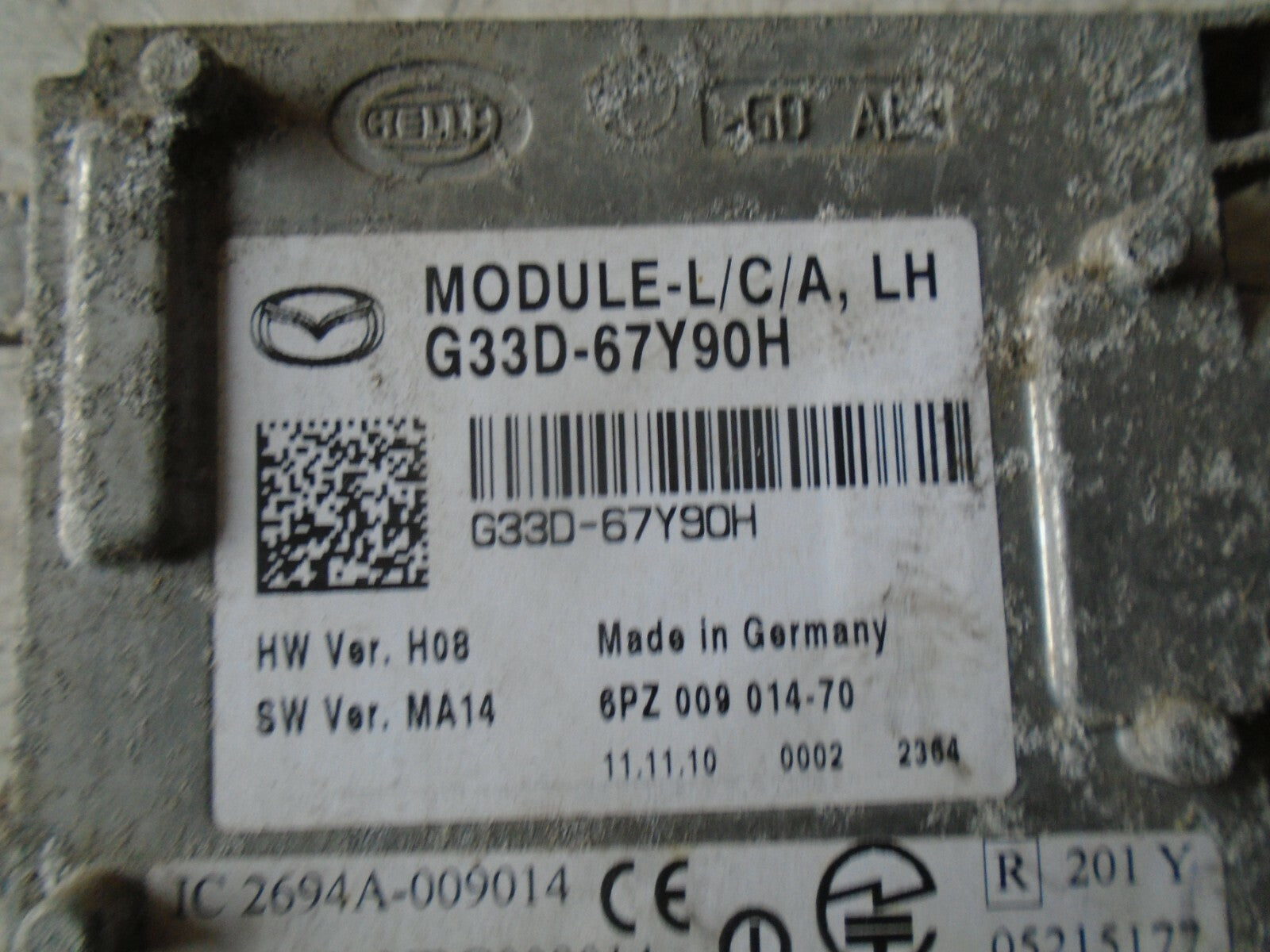 MAZDA 6 2011 MK2 NSR REAR PASSENGER SIDE BLIND SPOT CONTROL MODULE G33D67Y90