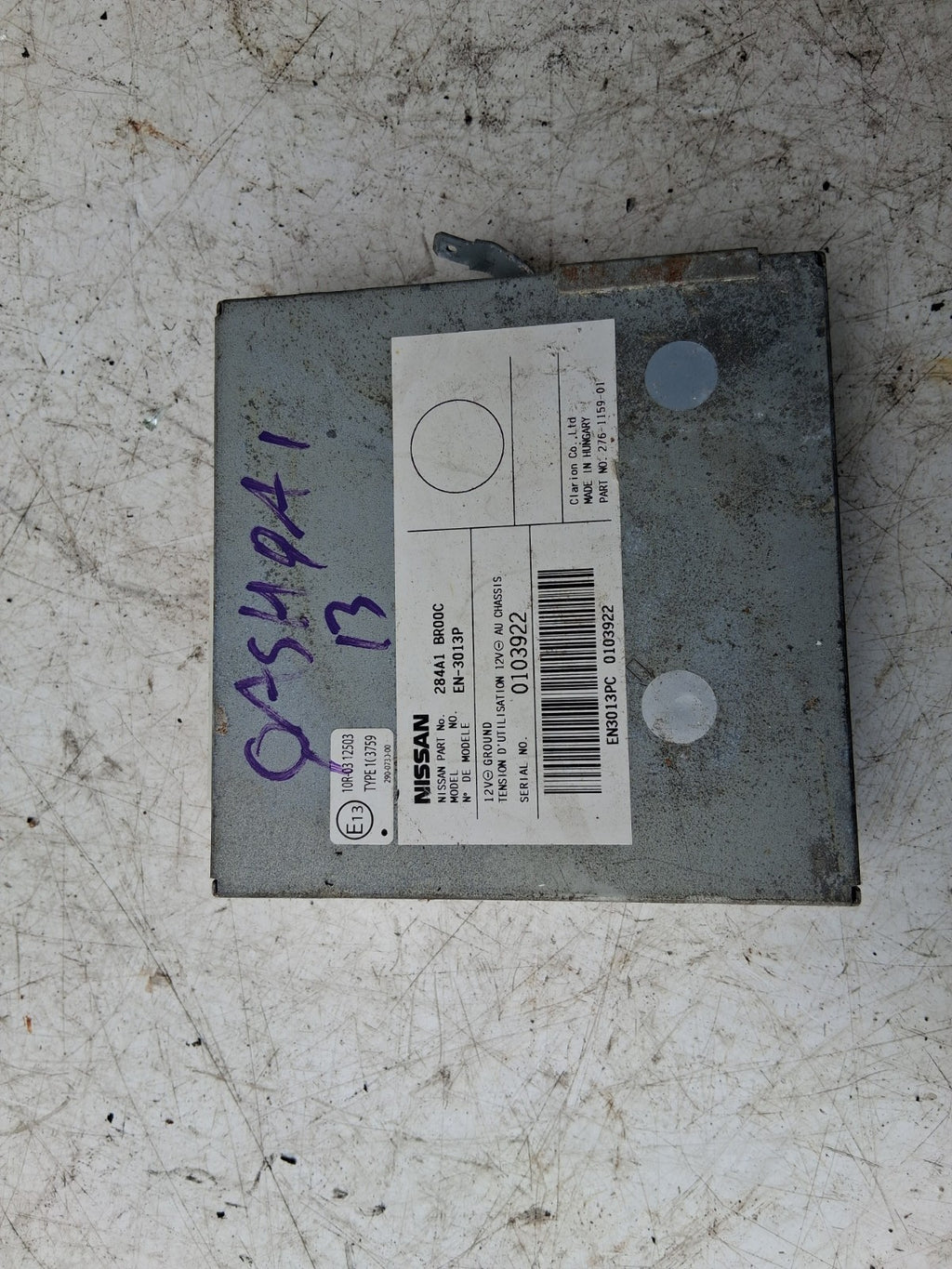 2013 NISSAN QASHQAI J10 CAMERA CONTROL MODULE ECU 284A1BR00C