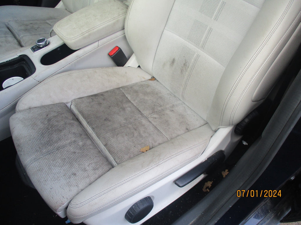 MERCEDES BENZ CLA 2016 C117 NSF PASSENGER FRONT COMPLETE SEAT CREAM HALF LEATHER