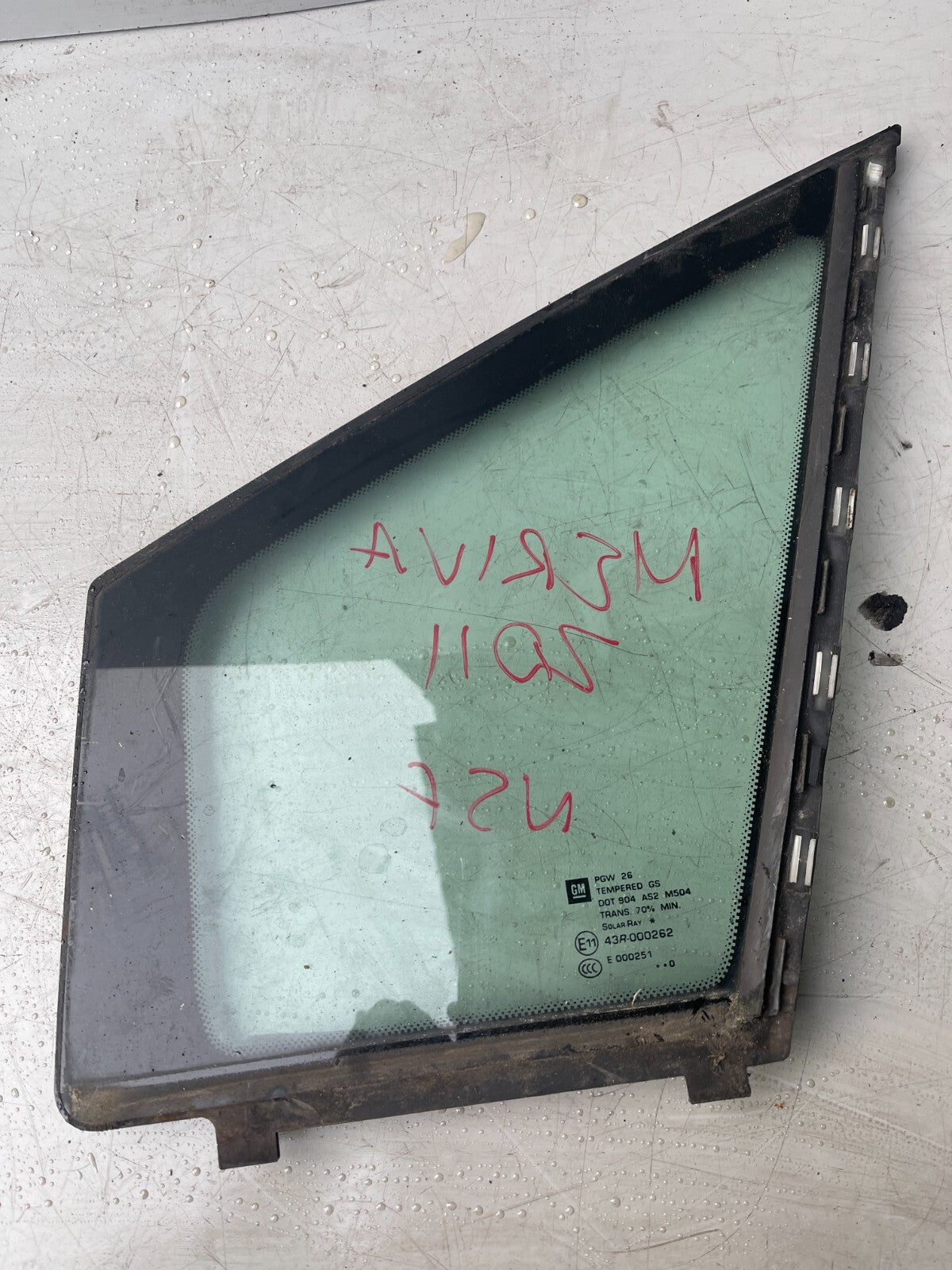 2011 VAUXHALL MERIVA NSF LEFT FRONT QUARTER WINDOW 13270974