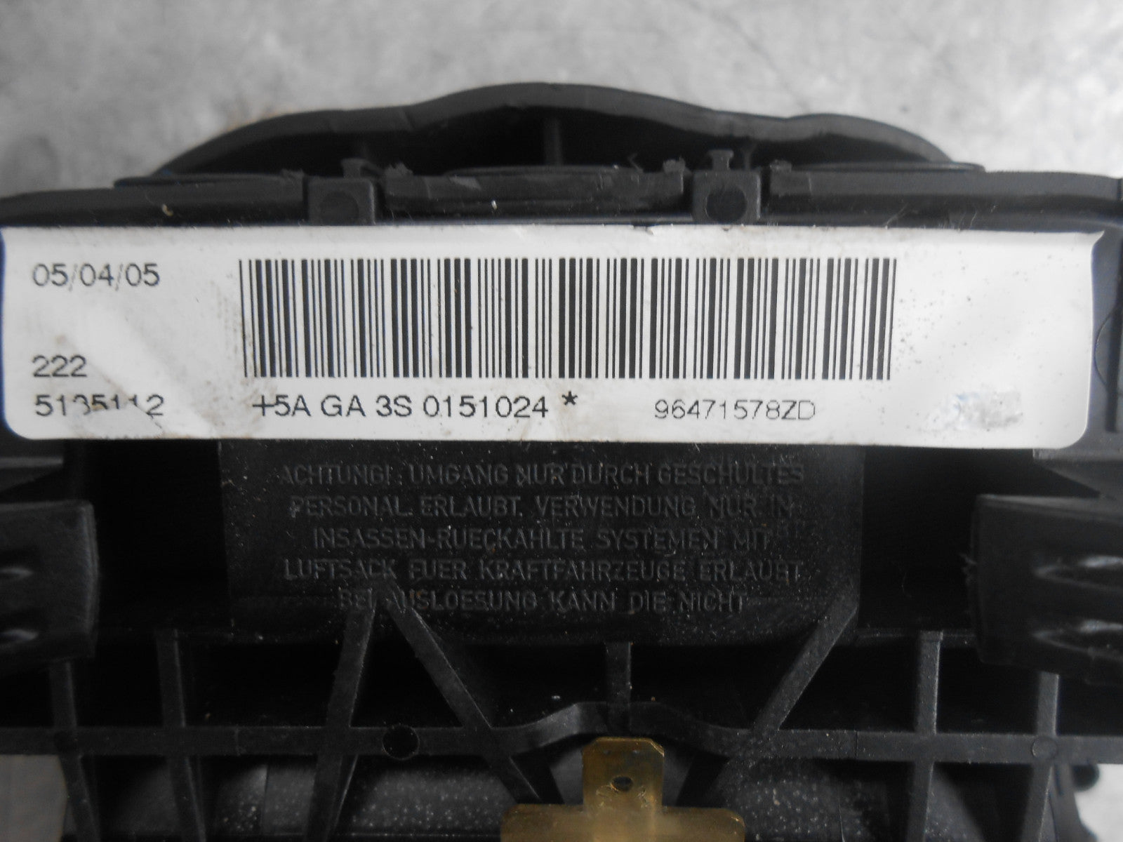 CITROEN C4 LA (MK1) COUPE 2004 OS DRIVER SIDE STEERING WHEEL AIR BAG 96471578ZD