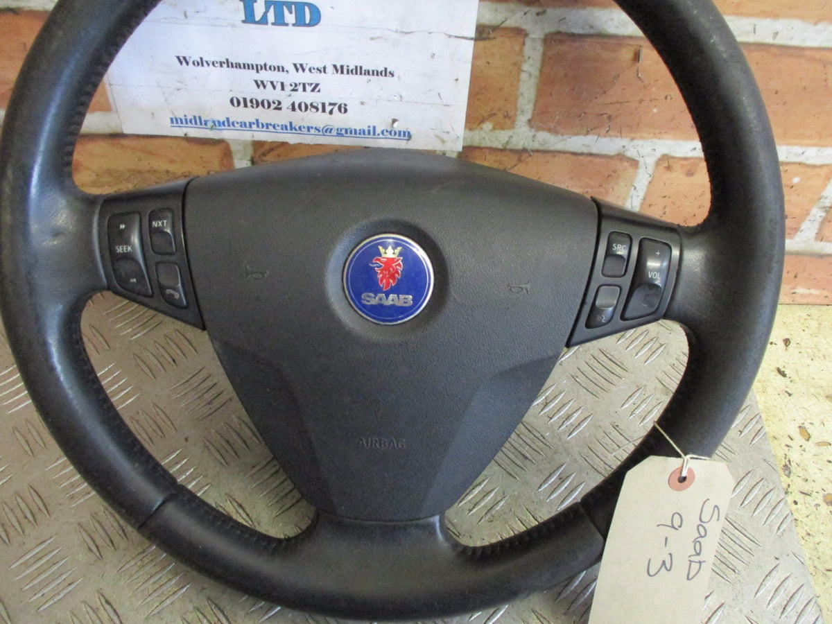 SAAB 93 9-3 2004 STEERING WHEEL WITH AUDIO CONTROLS SWITCH BUTTONS & SAFETY BAG