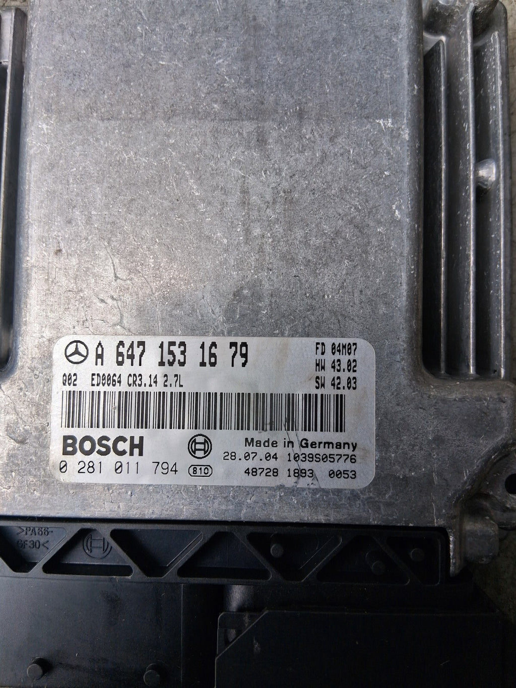 2004 MERCEDES E CLASS W211 2.7 DIESEL ENGINE ECU CONTROL UNIT A6471531679