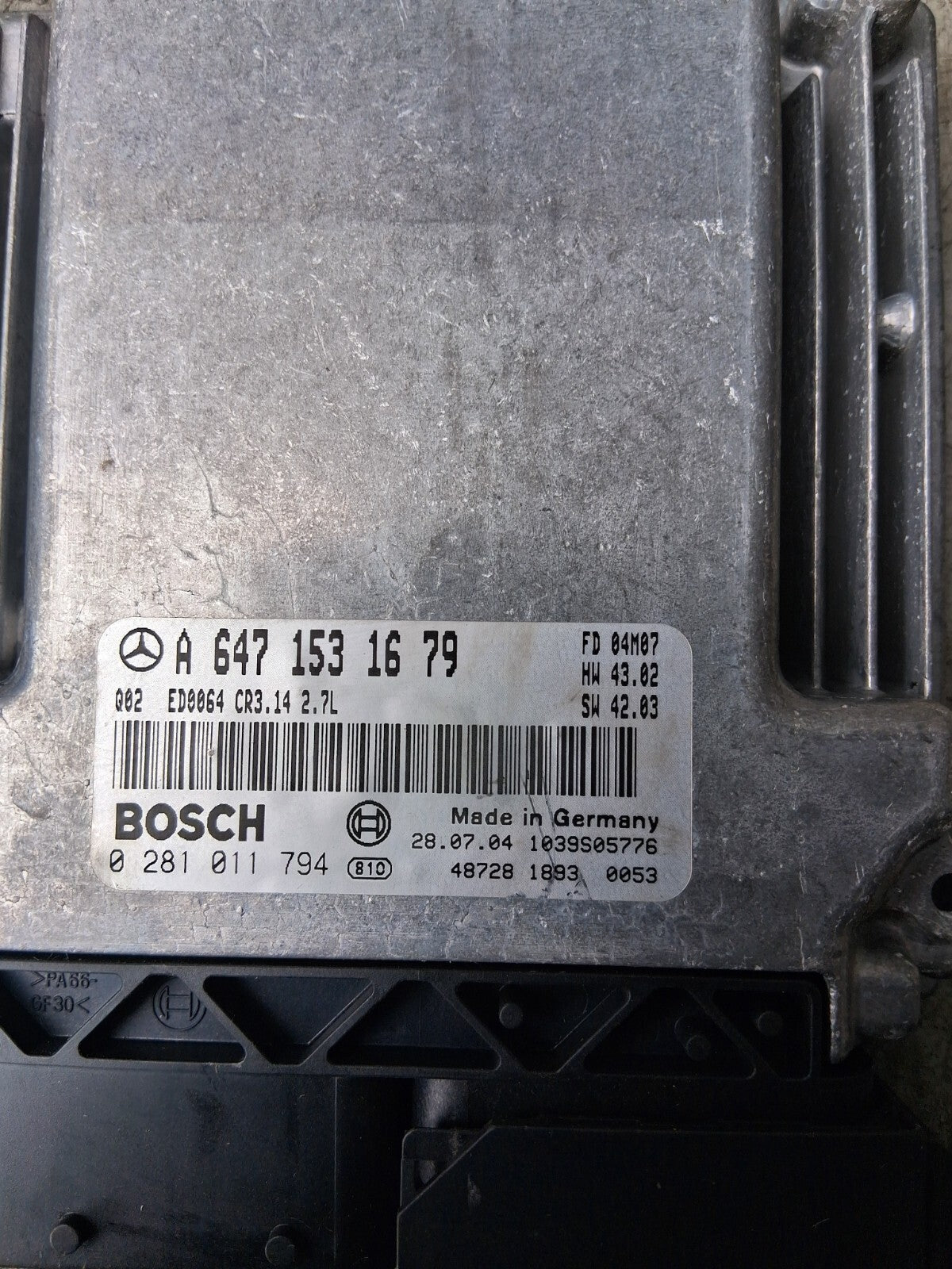 2004 MERCEDES E CLASS W211 2.7 DIESEL ENGINE ECU CONTROL UNIT A6471531679