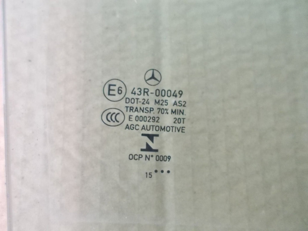 MERCEDES E CLASS W212 2016 OSR DRIVERS SIDE REAR WINDOW GLASS