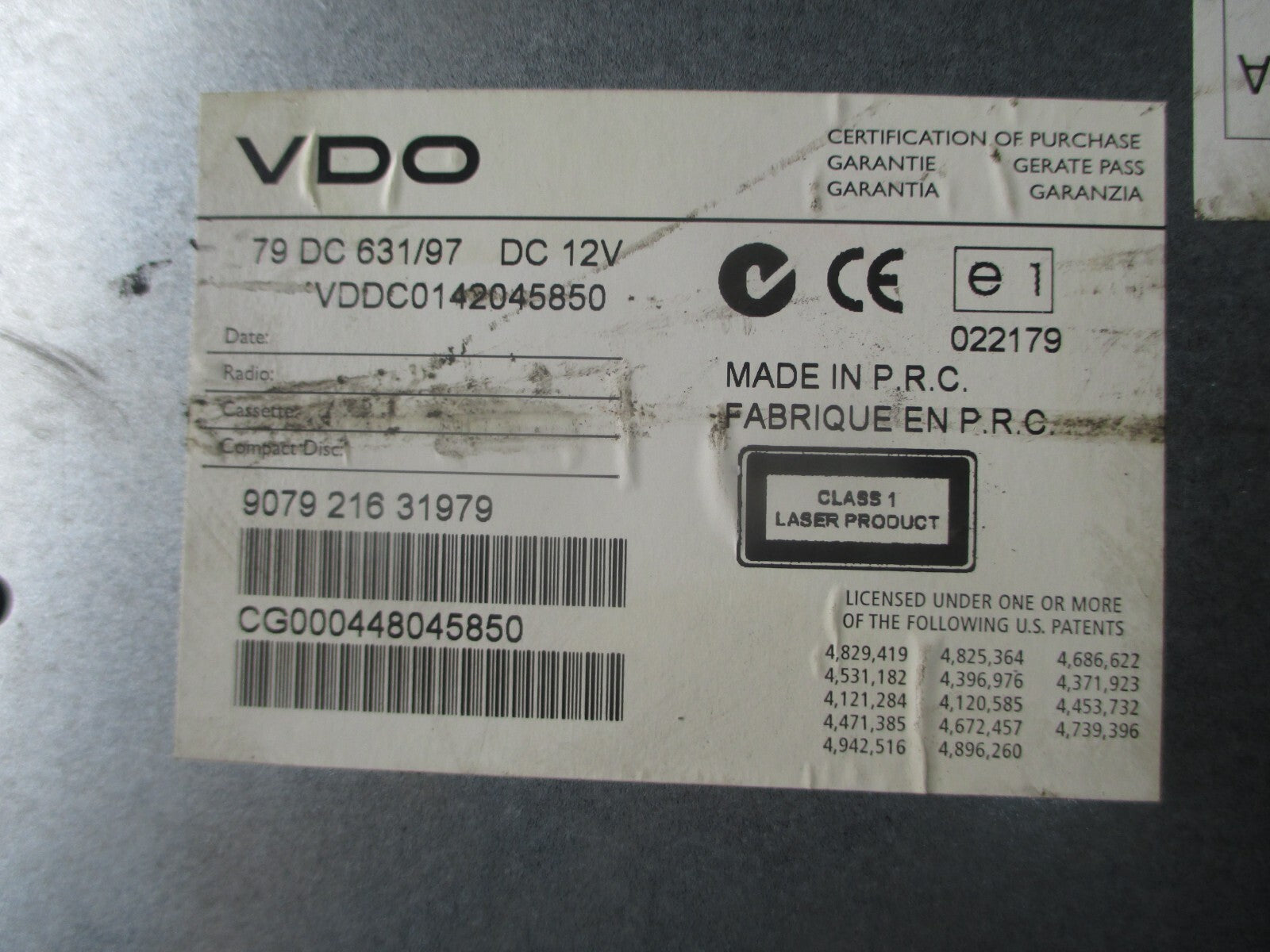 HYUNDAI GETZ 2006 RADIO CD MP3 PLAYER HEAD UNIT VDDC0142045850