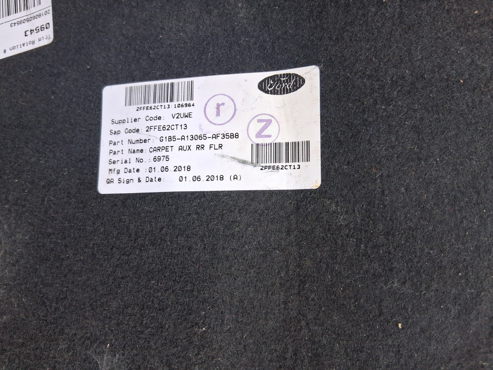 2018 FORD KA + PLUS MK3 HATCH REAR BOOT FLOOR CARPET LINER G1B5A13065AF
