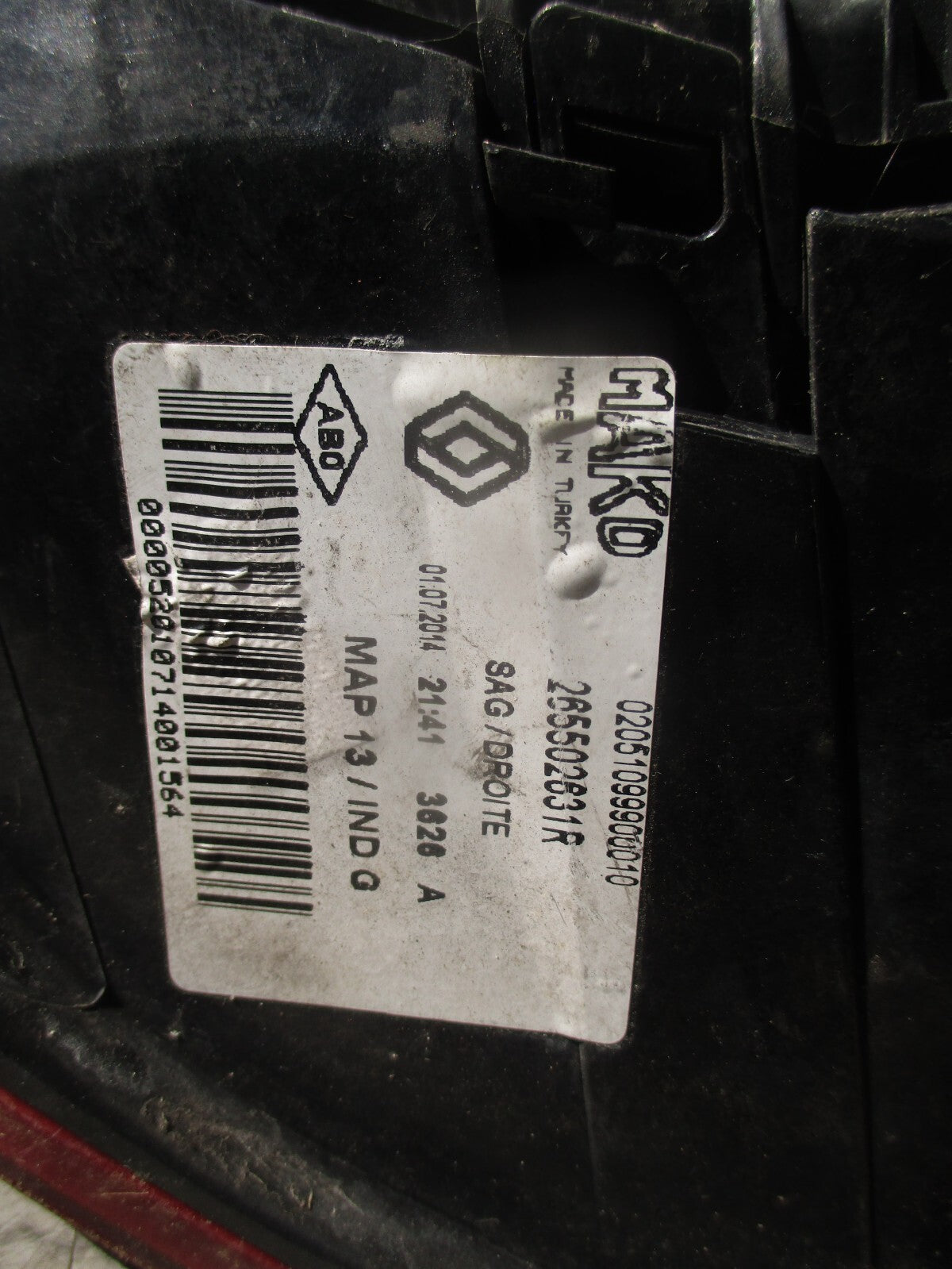 2015 RENAULT CLIO MK4 OSR DRIVER SIDE REAR RIGHT TAIL LAMP TAIL LIGHT 265554091R