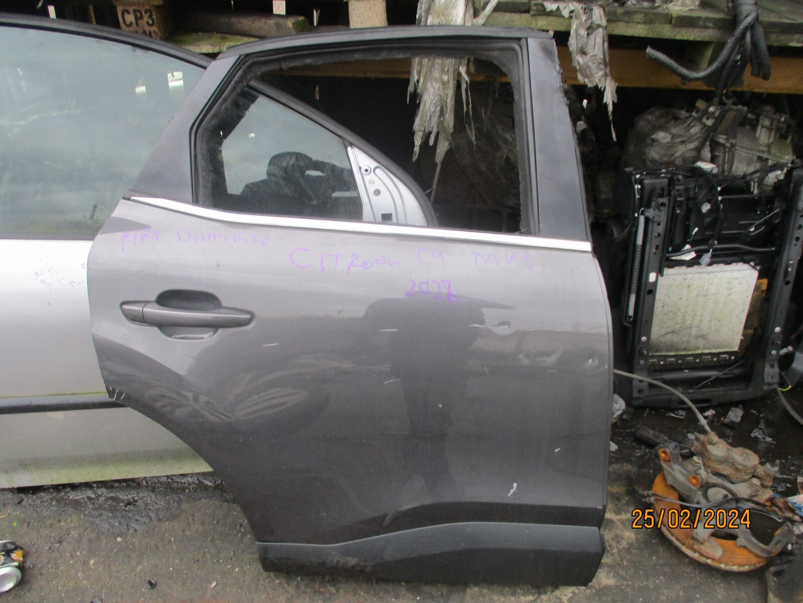 CITROEN C4 MK3 2022 OSR DRIVER SIDE REAR DOOR GREY DAMAGED
