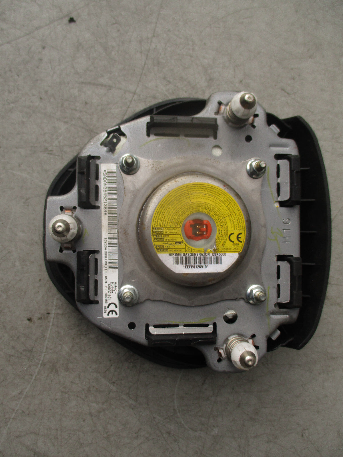 2016 PEUGEOT 108 STEERING WHEEL AIRBAG EEFP6126910