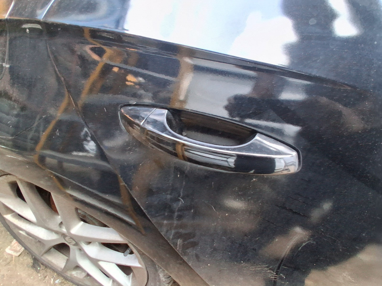 2015 SEAT LEON FR MK3 OSR DRIVER SIDE REAR DOOR HANDLE MIDNIGHT BLACK LY9T