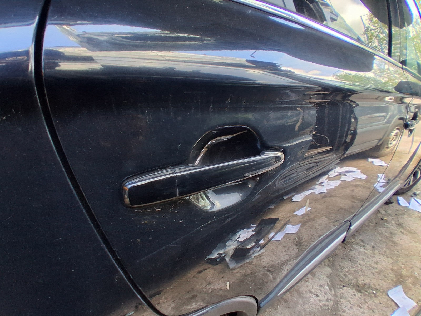 2018 MITSUBISHI OUTLANDER MK3 OSR DRIVER REAR DOOR HANDLE AMETHYST BLACK X42