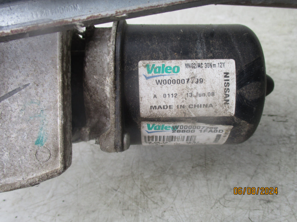 2013 NISSAN CUBE MK1 FRONT WIPER MOTOR & LINKAGE W000007799