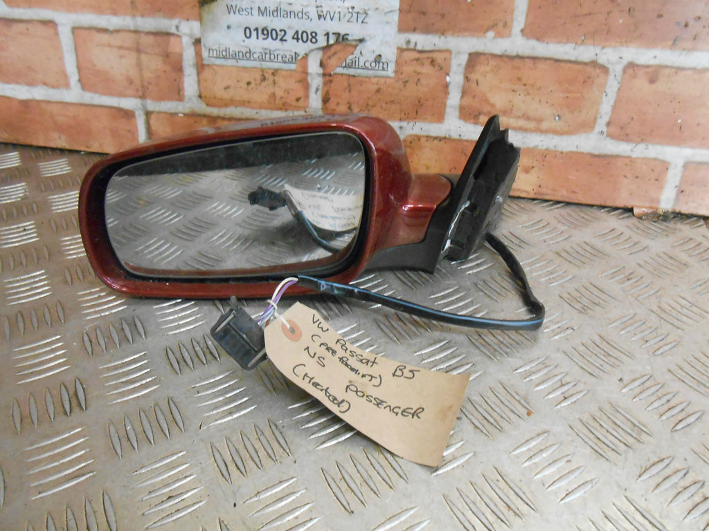 VOLKSWAGEN VW PASSAT B5 2002 NS PASSENGER ELECTRIC DOOR WING MIRROR BURGUNDY