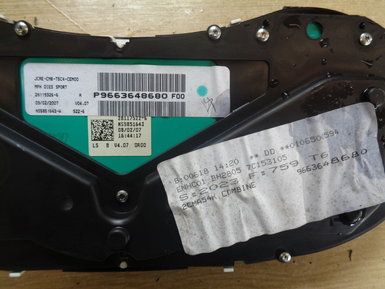 PEUGEOT 307 2007 DIESEL SPEEDOMETER/INSTRUMENT CLUSTER 281193266