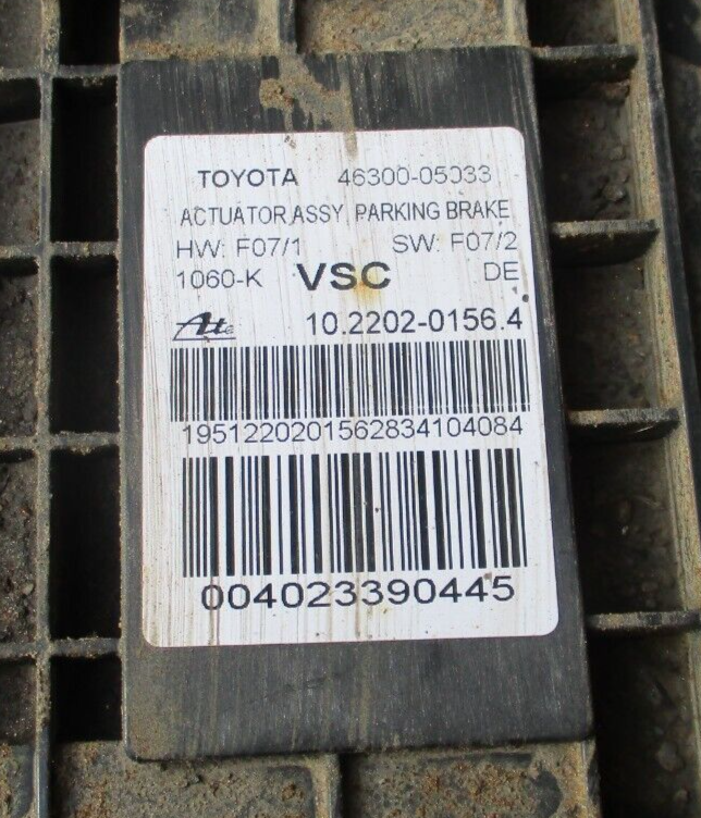 2015 TOYOTA AVENSIS HANDBRAKE CONTROL MODULE UNIT 4630005033