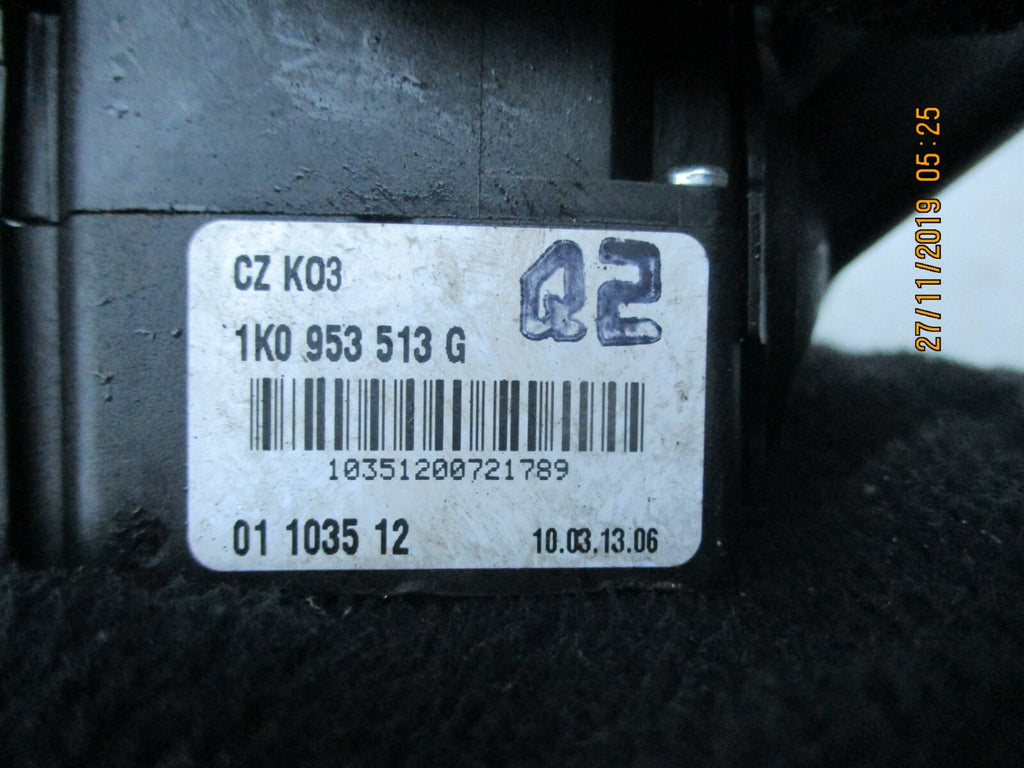 VOLKSWAGEN TOURAN 2010 INDICATOR LIGHT WIPER SWITCH STALK 1K0953513G 1K0953519H