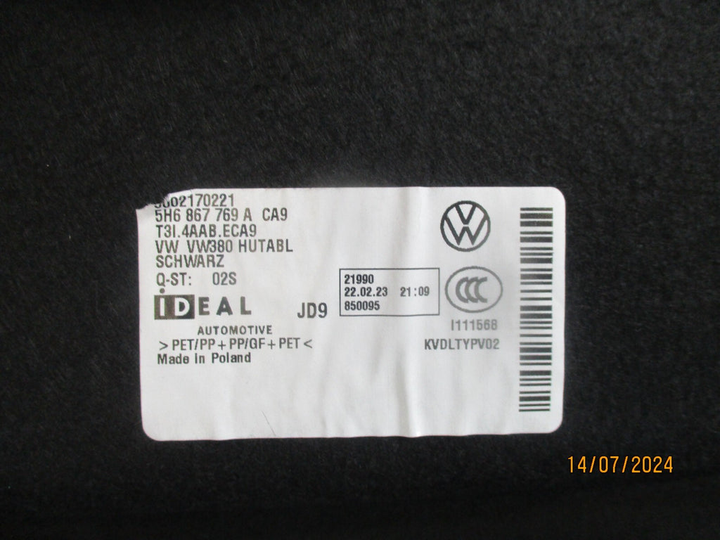 VW VOLKSWAGEN GOLF MK8 2023 REAR LOAD COVER PARCEL SHELF 5H6867769A