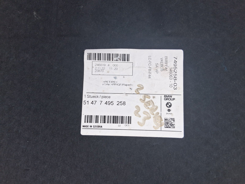 2023 BMW 2 SERIES F44 GRAN COUPE REAR BOOT CARPET FLOOR 7495258