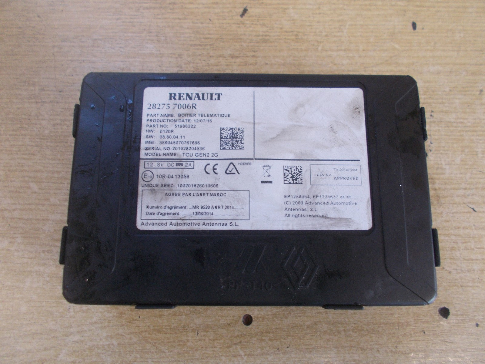 RENAULT KADJAR CAPTUR MEGANE TELEMATICS CONTROL MODULE 282757006R 51986222