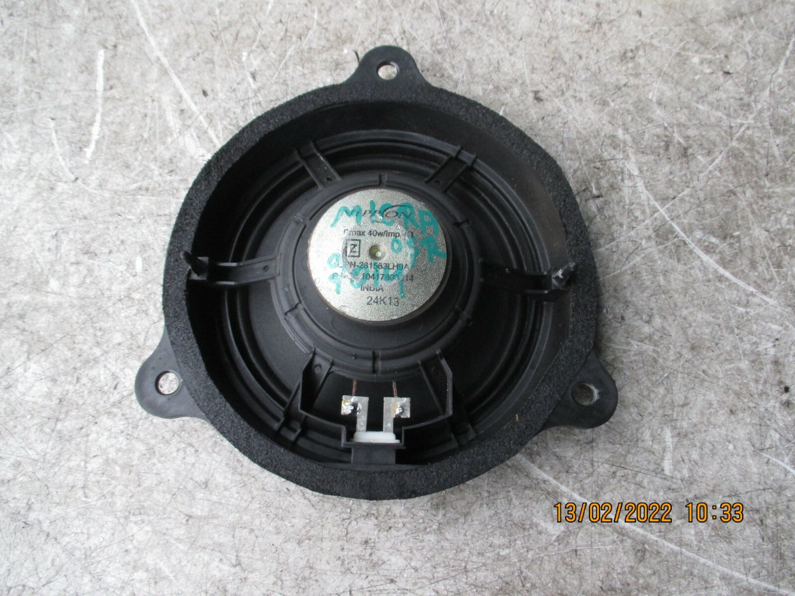 NISSAN MICRA 2014 MK4 2014 OSR REAR DRIVER SIDE DOOR SPEAKER
