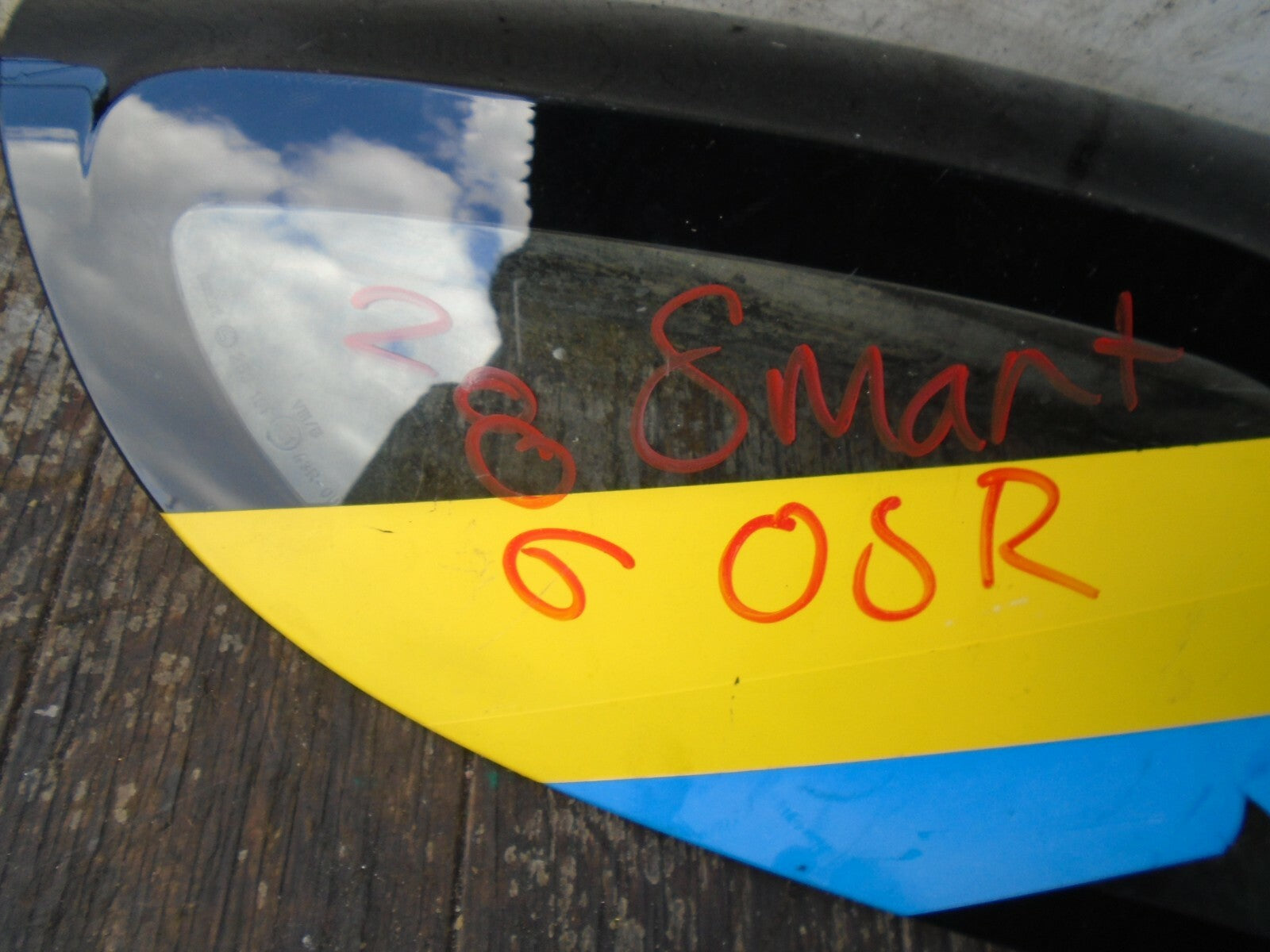 SMART CAR FORTWO COUPE 2006 OSR REAR DRIVER SIDE QUARTER GLASS WINDOW