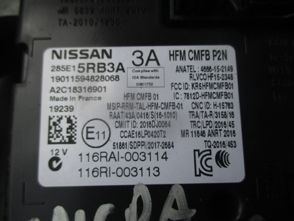 2019 NISSAN MICRA K14 MK5 KEYLESS ENTRY CONTROL MODULE 285E15RB3A