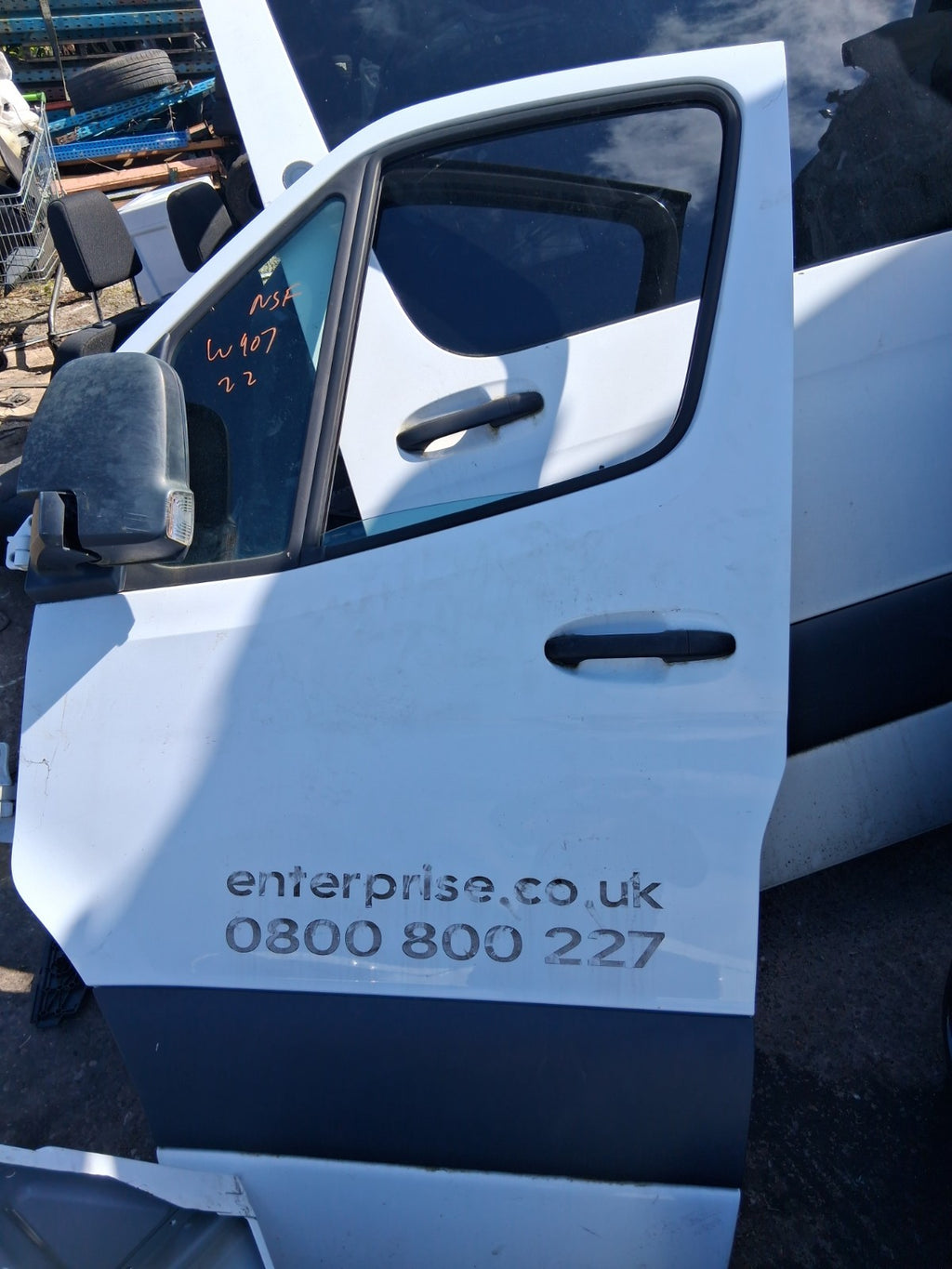 2022 MERCEDES BENZ SPRINTER W907 NSF PASSENGER SIDE FRONT LEFT BARE DOOR WHITE