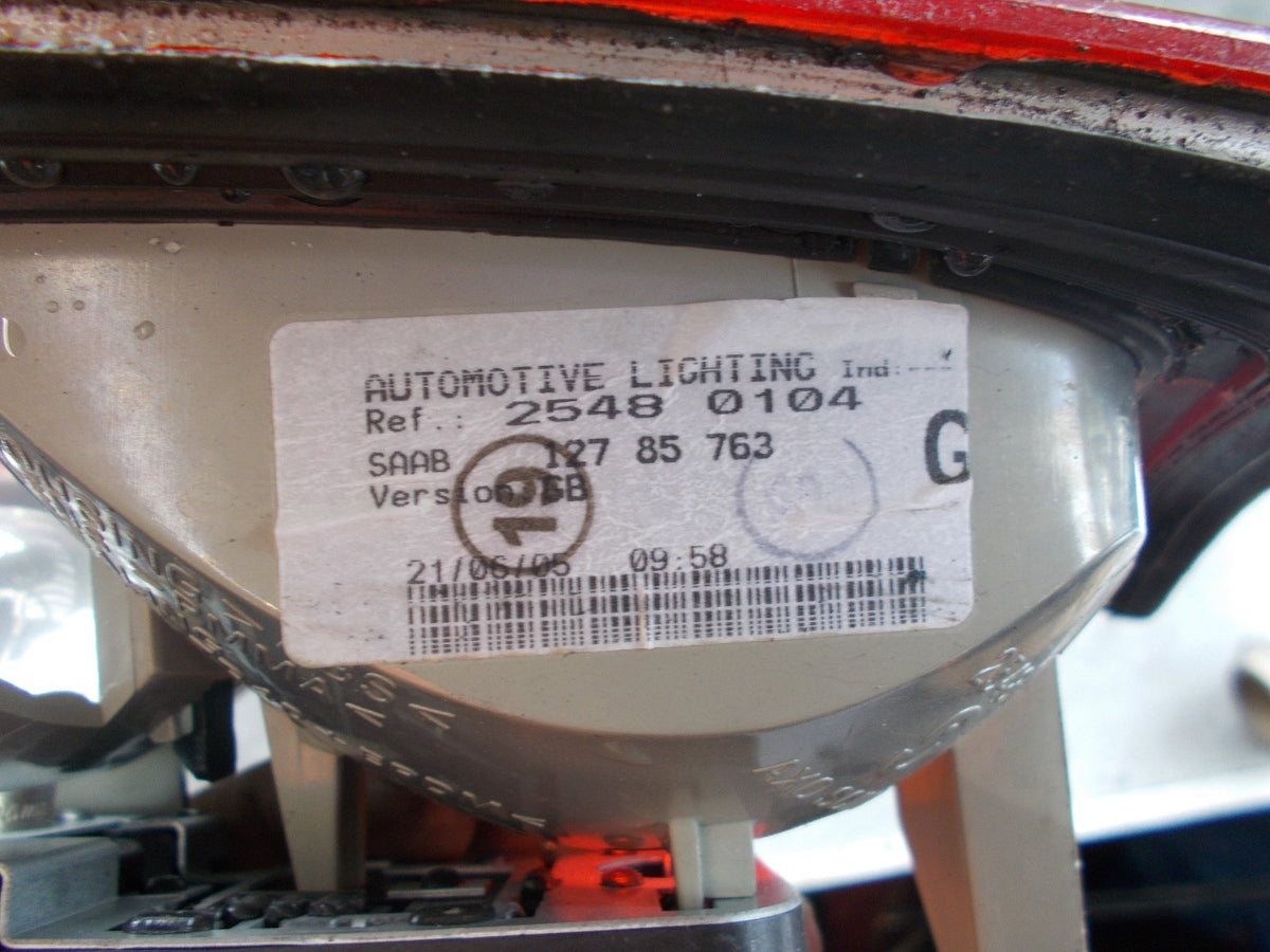 SAAB 93 9-3 2004 NSR PASSENGER SIDE REAR INNER BRAKE TAIL LIGHT 12785763