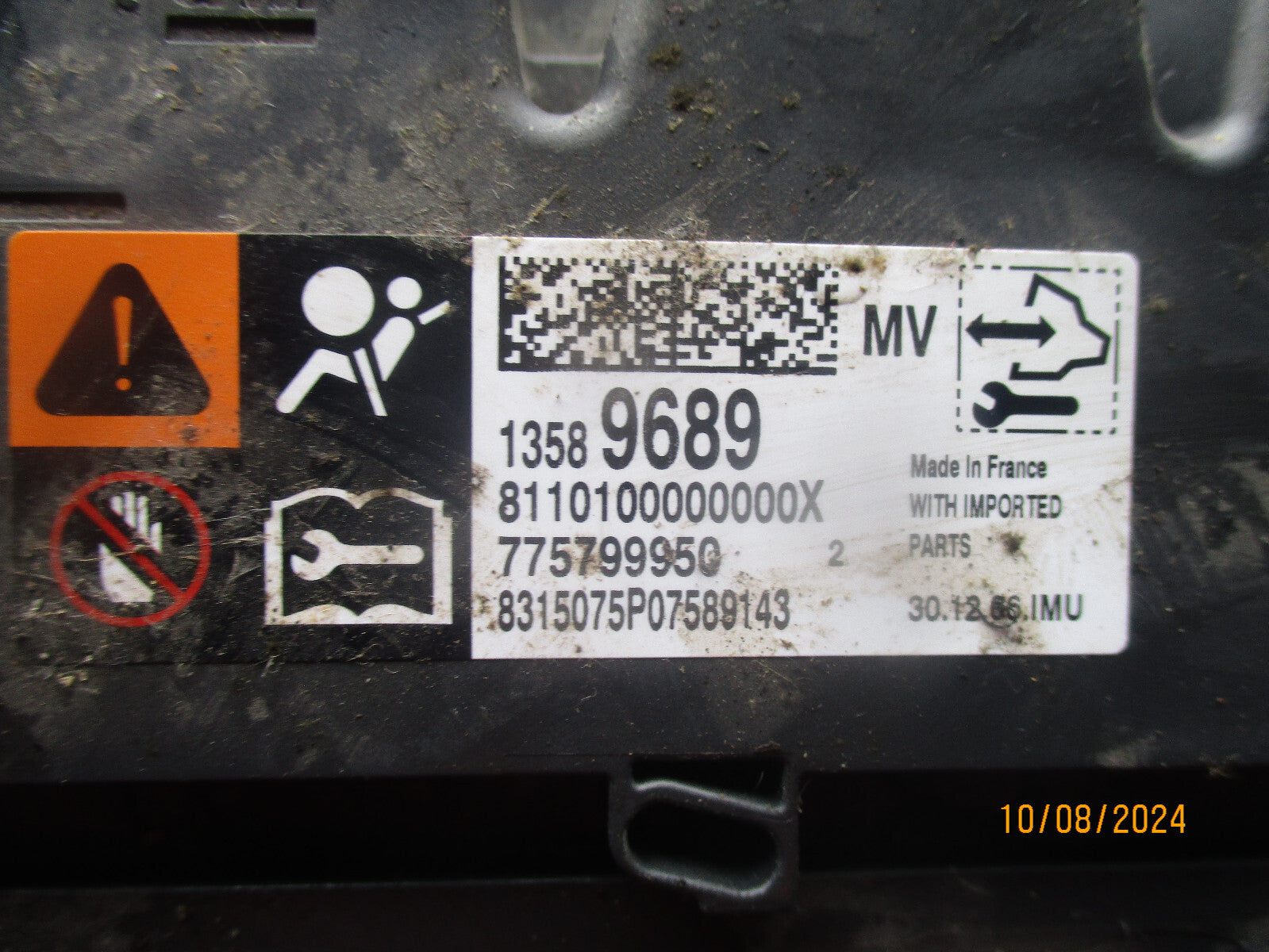 2016 VAUXHALL ZAFIRA C AIRBAG ECU CONTROL MODULE 13589689