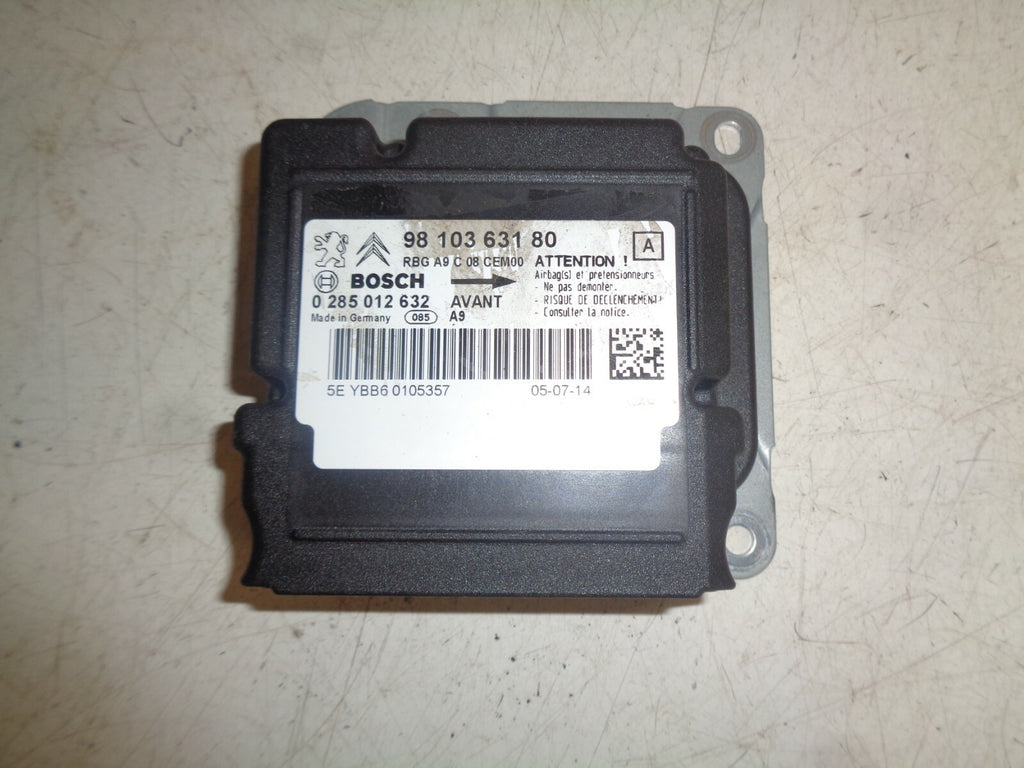 PEUGEOT 208 2012 SRS AIRBAG CONTROL MODULE UNIT 9810363180